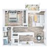 Henley 1-1 angle.jpg The Henley 800 square foot 1x1 floor plan at The Madison Franklin Apartments